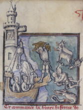 The exploits of Jason and the Argonauts, c1400-c1415. Jason carries the golden fleece on his back