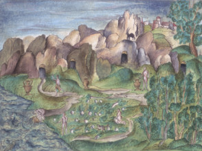 People living in caves, 16th century. From memoirs, biographical notes, poems, etc written by