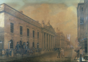 The East India Company's Headquarters, Leadenhall Street, London, 1800. In the foreground are two