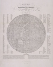 Map of the Moon with tables, 1837.