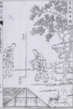 The astronomer Xi Shu determining the summer solstice. The animals represent the signs of the
