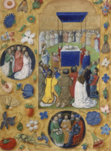Adoration of the lamb, c1480-c1500. The mystic lamb is seated on an altar, and is encircled by