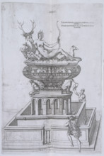 The Fountain of Diana at Anet, 1607. The goddess of hunting reclines, her arm round a stag. On her