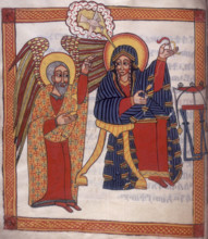 An angel visits Mary, c1710. From "Miracles of the Virgin Mary".