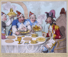 'Dumourier dining in state at St James's on the 15 May, 1793'. 'Vide His own declaration as printed