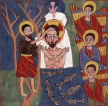 Scenes from the life of Christ and the Apostles, 1744. John the Baptist baptising Christ in the