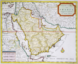 Map of Arabia, 1744. 'Nieuwe Kaart van Arabia. uit gegeven te Amsterdam'. New Map of Arabia.