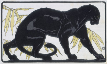 Panther; scene from "The Jungle Book", 1919. From a French translation of "The Jungle Book" by