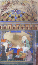 Nasireddin's observatory at Meraga, 1562. Nasireddin Tusi at his writing desk with the four men who