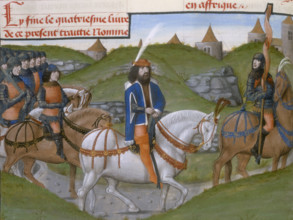 Hannibal on horseback, at the head of his troops, 1480. As leader of the Carthaginian forces,