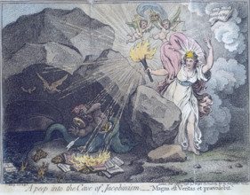'A peep into the Cave of Jacobinism', 1798. 'Magna est Veritas et praevalebit' (truth is mighty and