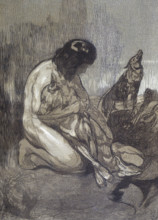 Mowgli and wolves; scene from "The Jungle Book", 1919. From a French translation of "The Jungle