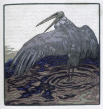 Stork in the water; scene from "The Jungle Book", 1919. From a French translation of "The Jungle
