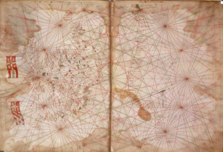 Map of Eastern Europe and the Byzantine Empire, Catalan Portolan chart, c1321. From "Liber