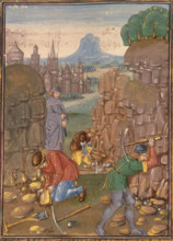 Stone miners, 1482. From "De proprietatibus rerum" (On the Properties of Things).