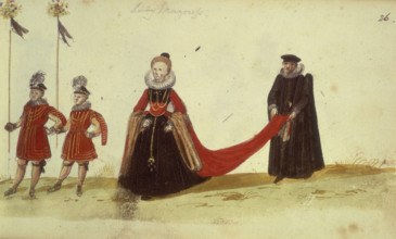 Mayoress and attendants, c1621. From the Album of George Holzsehuher of Nuremburg.