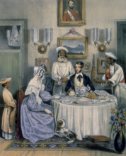 The Breakfast, 1842. A young married couple (an East India Company civil servant and his wife)