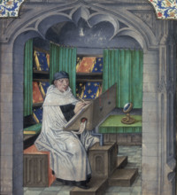 Vincent de Beauvais writing in his study, late 15th century. Dominican priest Vincent de Beauvais
