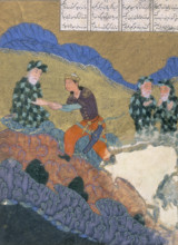 Garshasp visiting the Brahmans on the mountain of Sarandib, c1397-c1398. Garhasp takes the hand of
