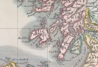 Detail from a map of Scotland, (c1800?). Showing some of the coastline and islands of western