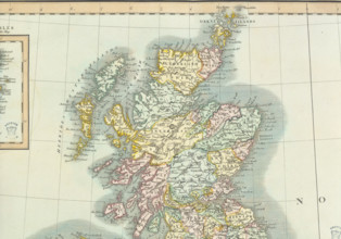 Map of Scotland, (c1800?). Divided into counties, and also showing the Hebrides and Orkneys.