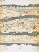 Rome and its roads, from the Peutinger table, 19th-century copy? The Tabula Peutingeriana, a
