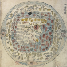 Korean world map, 19th century. Printed and hand-coloured, from Chonhado/World Atlas.