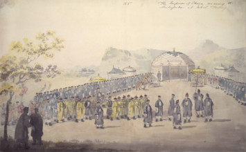 The reception of Lord Macartney by the Qianlong emperor at Jehol (Chengde, China) in 1793, (1796).