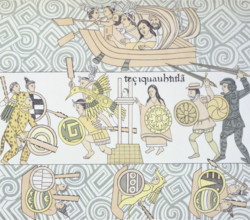 The Spanish, with their allies, fighting the Aztecs 1892. From "Homenaje á Cristóbal Colón:
