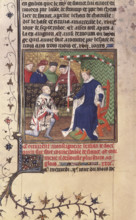 King Charles V of France presenting the sword of Constable of France to Bertrand du Guesclin, c1415
