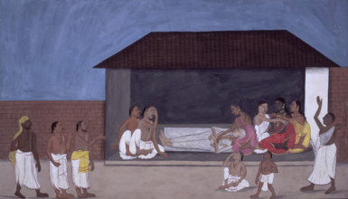 Embalming the body of an old man, 1820. One of the Hindu ceremonies from "Lives of the Brahmins".