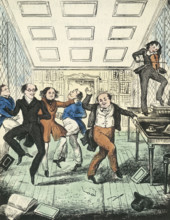 Men dancing, 1841. From "Uncle Buncle's Walk in the Garden".