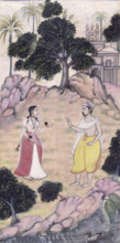 The lovers, Nala and Damayanti bidding farewell.