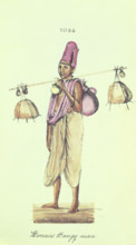Benairs Bangy man, 1837. Indian man (from Benares?) A bangy was a yoke carried on the shoulders for