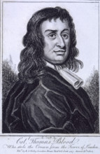 Colonel Thomas Blood, Who stole the Crown from the Tower of London, 1813. Blood (c1618-1680) was an