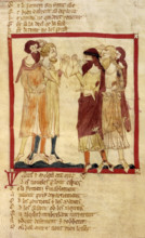 The departure of the Romans, 14th century. The scene as envisaged by a medieval artist. The Romans,