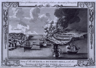 The Battle of Bunker Hill and the burning of Charlestown, America, on 17 June 1775, (c1775?). More