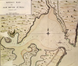 Map of Botany Bay, New South Wales, Australia, 1770. The chart made of Botany Bay during Cook's