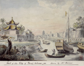 Wall of the City of Yang-teheou-foo, drawn by Mr. Barrow, 1793. This view of a Chinese walled city