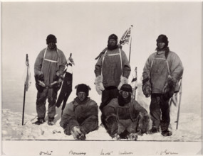 Members of Scott's expedition to the South Pole, 1912. From left to right, Captain Lawrence Oates,