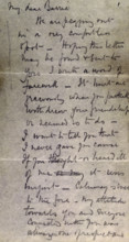 Scott's last letter from the Antarctic, 1912. 'My dear Barrie, we are pegging out in a very