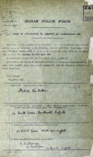 George Orwell's application papers to join the 'Indian Police Force', (Burma Police), 1922. The