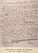 Earl Haig's Order of the Day, 11 April 1918. On 21 March 1918, the Germans launched a massive