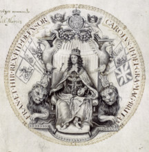 Design for a great seal for King Charles II, 1662. The famous English medallist and seal engraver