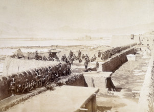 Sapper and Miners Bastion, Sherpur, Kabul, Afghanistan, c1879. Men of the Sapper and Miners unit in