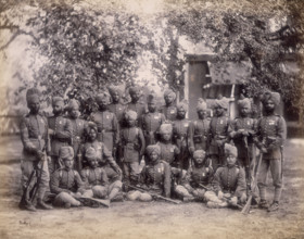 Group of infantry, Queen's Own Corps of Guides, c1880. The Corps of Guides was a regiment of the