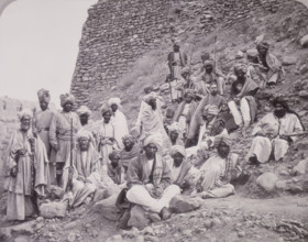 Khyber chiefs and khans with Captain Tucker, Political Officer in Jamrood Fort, Northwest Frontier
