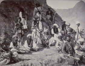 Khan of Lalpura and followers, Afghanistan, 1878.
