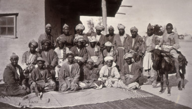Besutee Hazara chiefs, Afghanistan, c1880. This group was possibly photographed in Kabul.