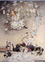 Pack of cards falling on Alice, Alice's Adventures in Wonderland, 1922.